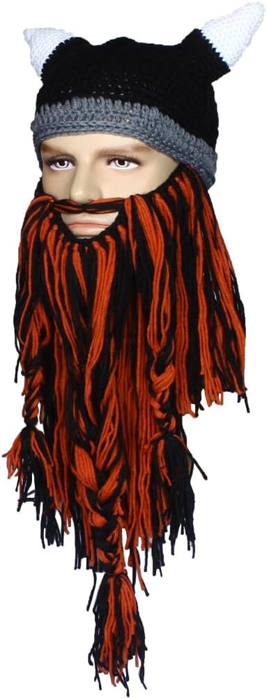 Creative Barbarian Knit Beard Hat Funny Knit Cap Wig Beanie Hats