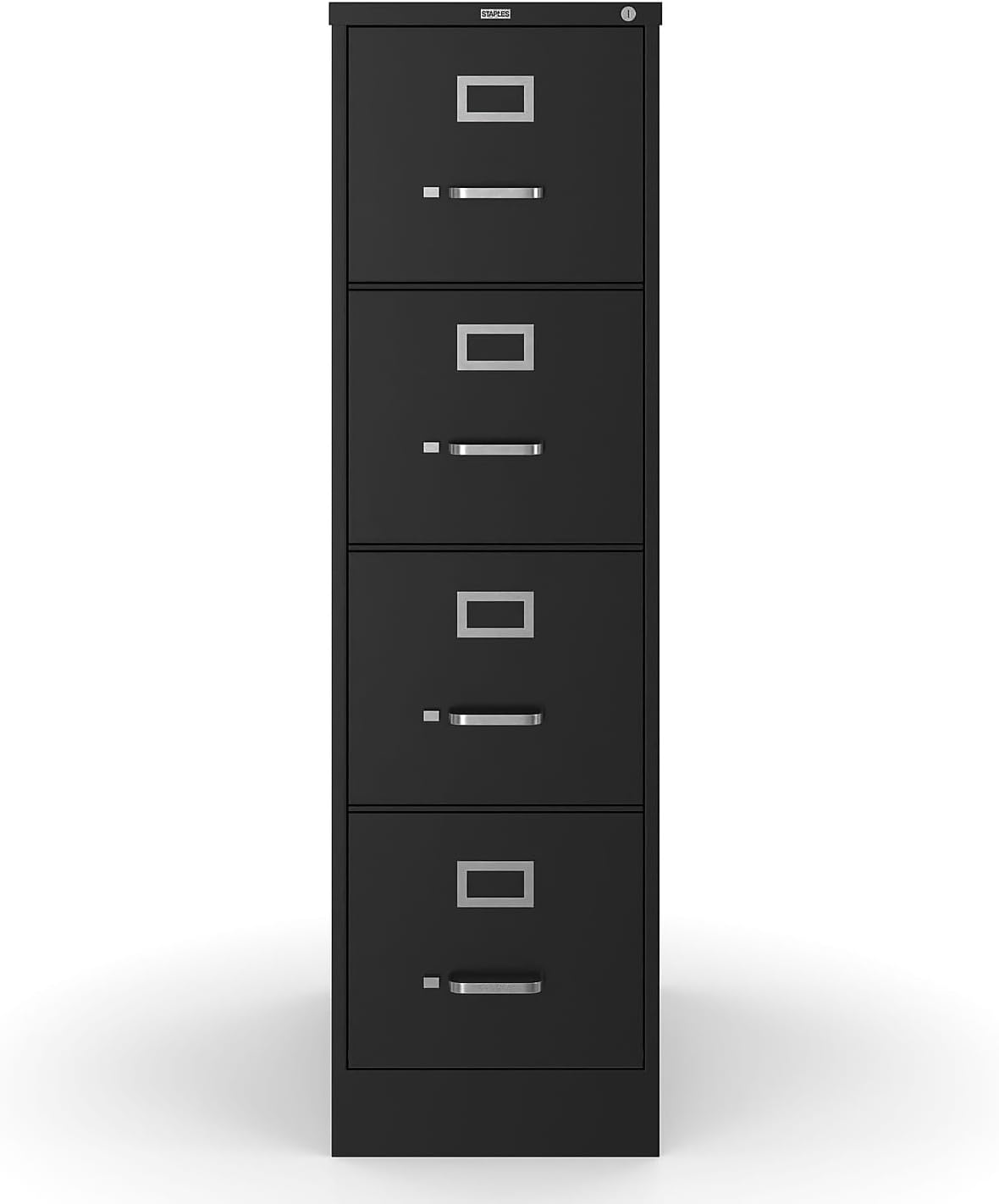 Staples 4-Drawer Vertical File Cabinet, Letter Size Documents, Lockable, 26.5" D x 15" W x 51.97" H, Putty/Beige