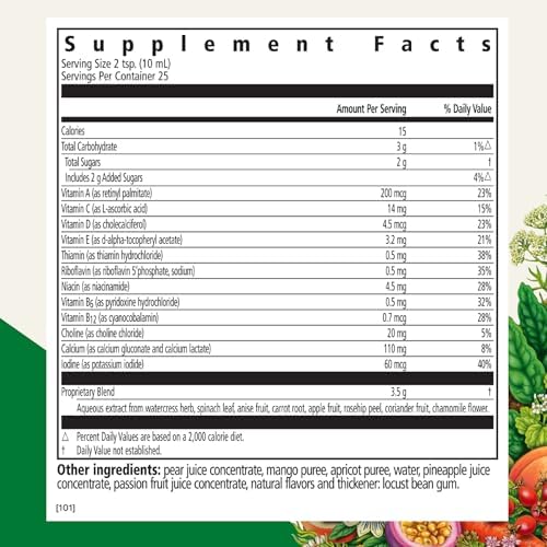 Floradix Kinder Love Children's Multivitamin - Herbal Supplement - Liquid Multivitamin for Kids - Vitamins A, C, D & E, Calcium & More - Vegetarian, Non-GMO, Gluten-Free - 16.9 fl oz