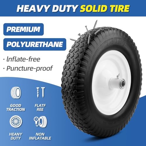 Wheelbarrow Tire - FLAT FREE- Never have a Flat Again - Universal Fit - 10 Year Warranty - Industrial Grade