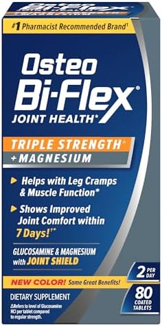 Osteo Bi-Flex Triple Strength Glucosamine Supplement with Magnesium, 80 Ct | Improve Joint Function, Helps Leg Cramps and Muscle Function