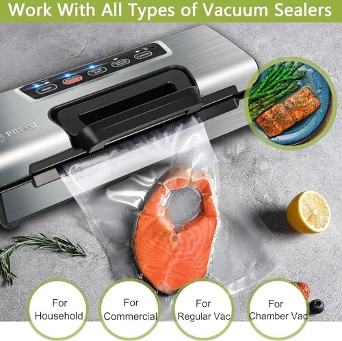 POTANE 6 Pack 11"x20'(3Rolls) and 8"x20' (3Rolls)Thickened Vacuum Sealer Bags, Smell-Proof, Puncture Prevention, Heavy duty for POTANE, Food Saver