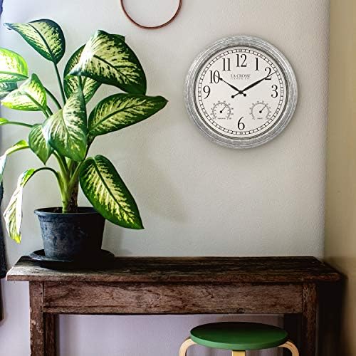 La Crosse Clock 433-3236 14-inch Silas Indoor/Outdoor Galvanized Analog Quartz Wall Clock