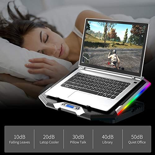 ICE COOREL Gaming Laptop Cooling Pad 15-17.3 Inch, Laptop Fan with 6 RGB Cooling Fans, Laptop Cooling Stand with 6 Height Adjustable