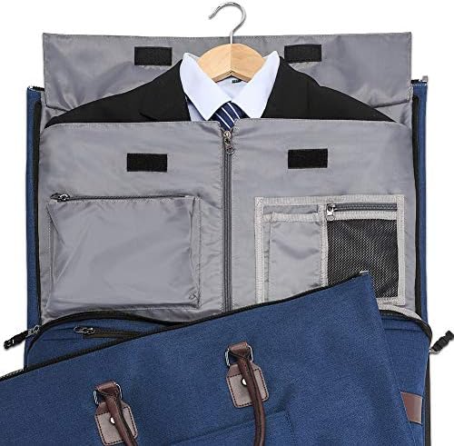 Convertible Garment Bag with Shoulder Strap, Modoker Carry on Garment Duffel Bag for Men Women - 2 in 1 Hanging Suitcase Suit Travel Bags, Blue, 45l