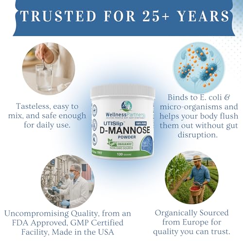Now New UTI-Slip D Mannose Non GMO Organic Source Powder 130g jar.