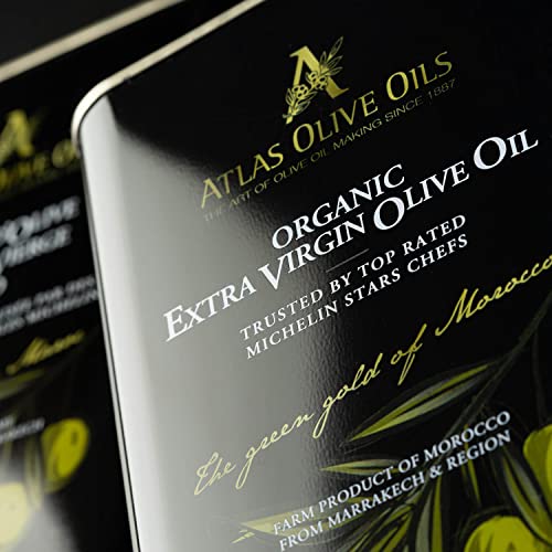 Atlas Organic Extra Virgin Olive Oil, Moroccan, High Polyphenol, 170 fl oz | Cold Pressed EVOO With High Smoke Point, Trusted By Award-Winning Chefs, One Family Farm, Polyphenol-Rich & Smooth Finish