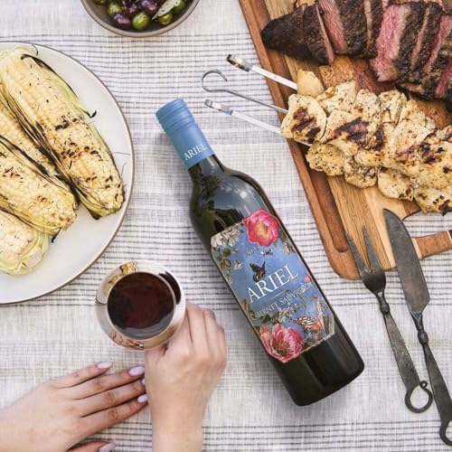 Ariel Cabernet & Chardonnay Non-Alcoholic Red & White Wine Experience Bundle with Pop Socket, Seasonal Wine Pairings & Recipes, 4 Pack