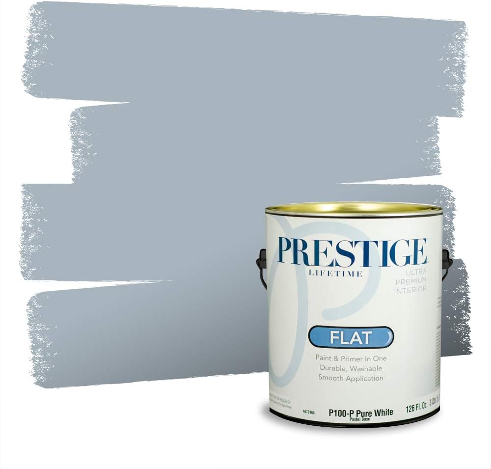 PRESTIGE Paints Exterior Paint and Primer In One, 1-Gallon, Semi-Gloss, Comparable Match of Behr* Intercoastal Gray*