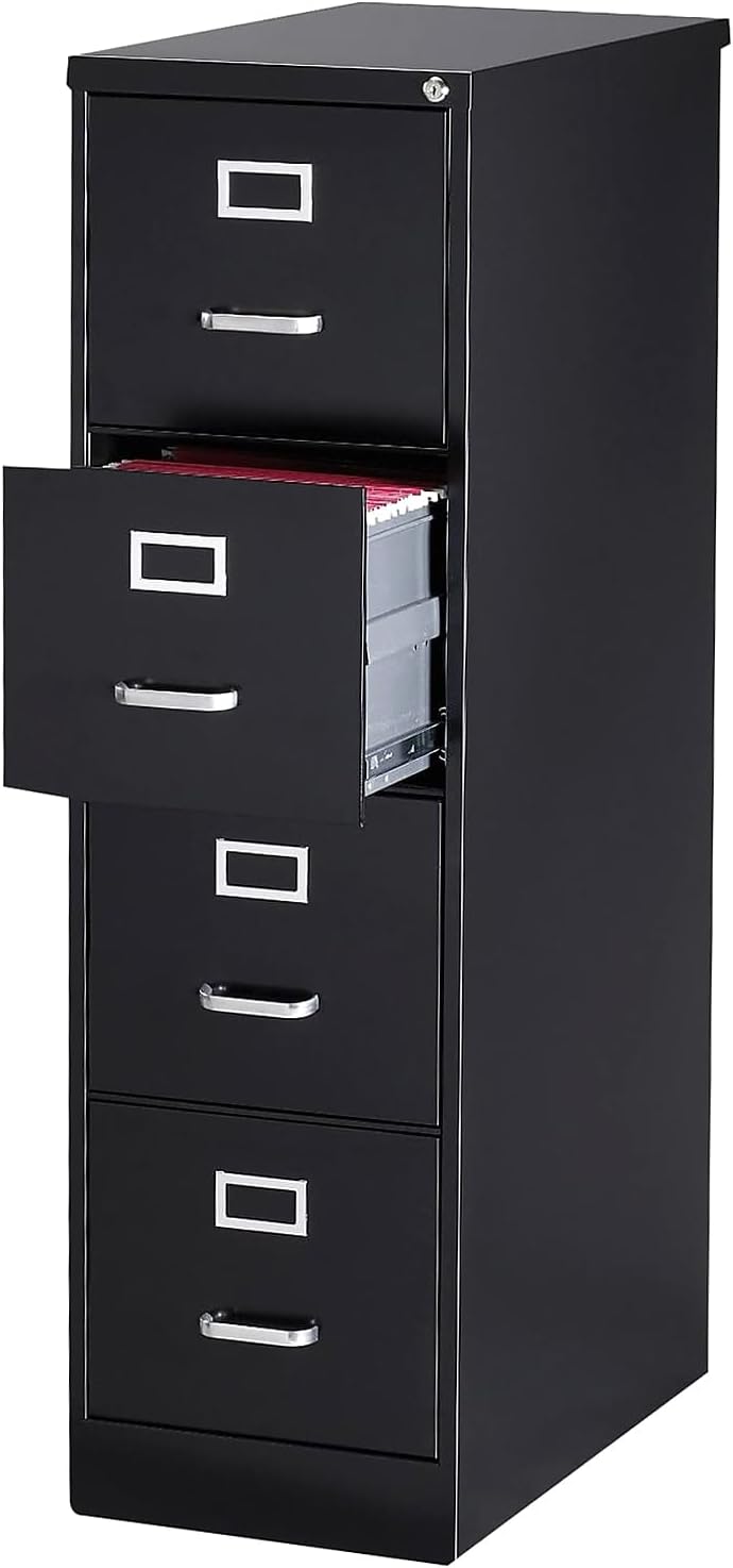 Staples 4-Drawer Vertical File Cabinet, Letter Size Documents, Lockable, 26.5" D x 15" W x 51.97" H, Putty/Beige