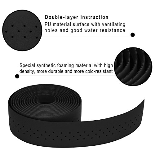 TOPCABIN® Camouflage Series Comfort Gel Road Bike Handlebar Tape Bike Bar Tape with Reflective Bar Plugs (Dark Brown(PU a Pair))