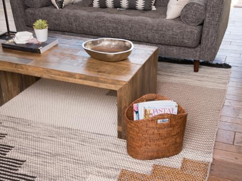 KOUBOO 1060135 La Jolla Oval Rattan Magazine Rack, Honey Brown