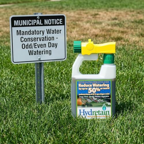 Hydretain Root Zone Moisture Manager — Converts Soil Moisture to Plant-Usable Water for Drought Protection — Reduce Watering 50%, 3-Month Residual, 5,000 Sq Ft Coverage (32 Fl Oz. RTS) | Patented humectant, ready-to-spray, 3-month residual, up to 5,000 s…