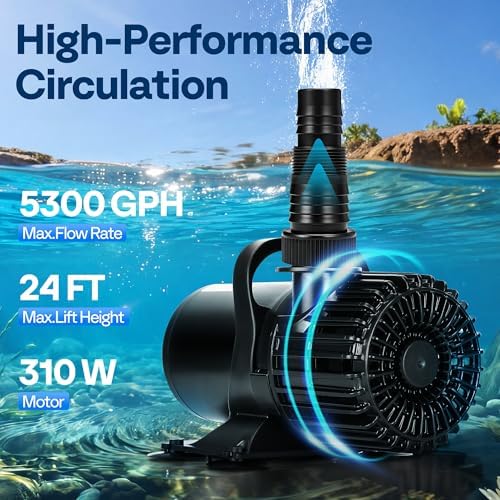 VIVOHOME 100W Pond Pump, 1600GPH Submersible Water Pump for Koi Pond