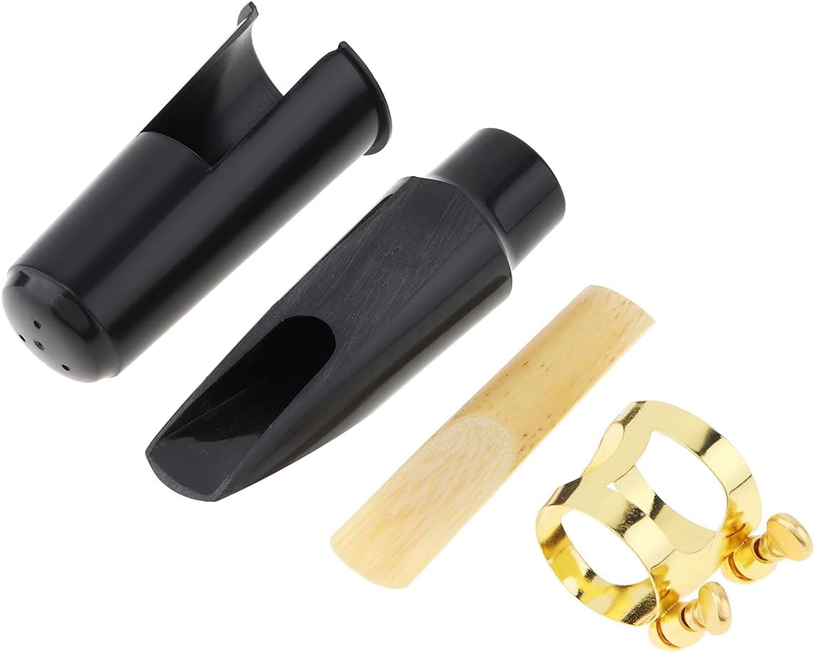 Alto Saxophone Mouthpiece Kit, Sax Mouthpiece Kit with Cap & Metal Ligature & 10 Reeds & 24 Cushions Pads