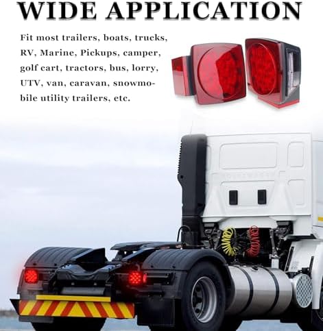LED Trailer Light Kit, Super Bright Submersible Brake Stop Turn Tail License Lights for Under 80" Camper Truck RV Boat Snowmobile, IP68 Waterproof