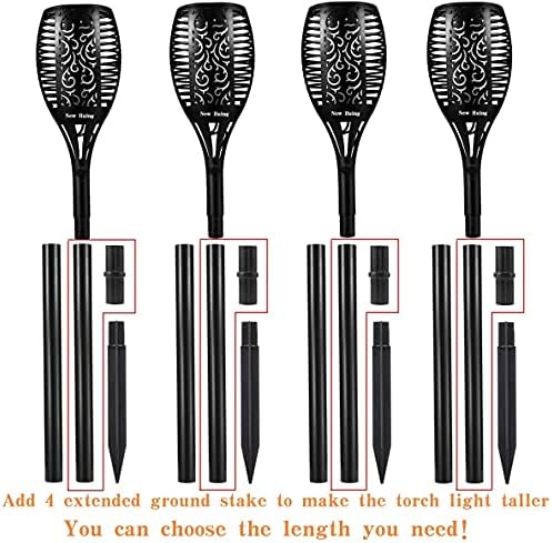 4PCs Solar Torch Lights Outdoor, 43 inch 96 LED, Waterproof Landscape Garden Pathway Light with Vivid Dancing Flickering Flames