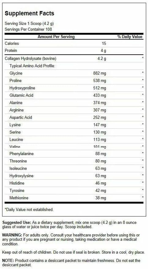 Swanson High Plains Collagen Hydrolysate Peptides, Unflavored (1 lb) | For Adults over 30 Seeking Hair, Skin, Nail, and Joint Support, Unflavored Peptides with No Fillers or Flavors