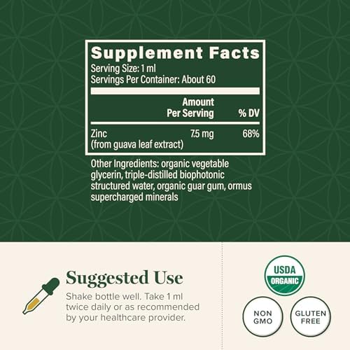 Organic Liquid Zinc Supplements, Liquid Zinc Drops for Immune System(2 Oz)