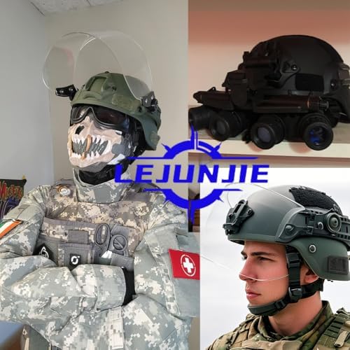 Tactical MICH 2000 Fast Helmet with Clear Riot Visor Face Shield Sliding Goggles for Airsoft Paintball CS War Games Outdoor Sports.