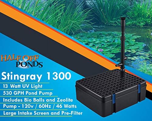Sting Ray 1200 All-in-One Pond Filter with 525 GPH Pump, 9W UV & Fountain | 9W UV clarifier, 525 GPH pump, biological and mechanical filtration, adjustable fountain, built-in flow diverter