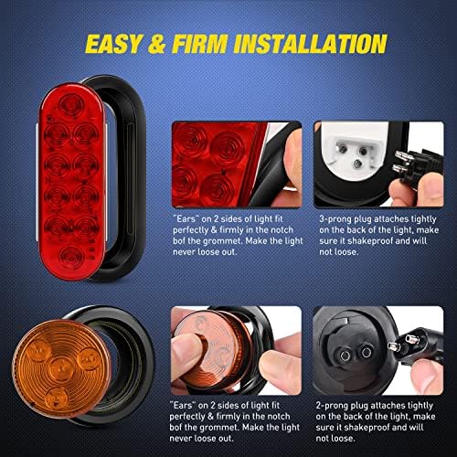 Nilight Steel Weld-On Trailer Light Box Kit with 6 Inch Oval LED Tail Light