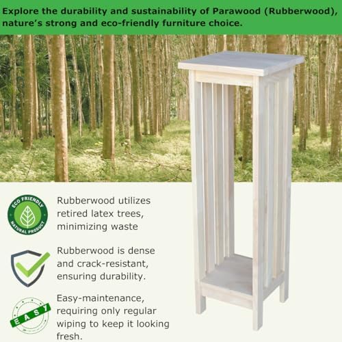 IC International Concepts Solid Wood Mission Plant Stand, Unfinished