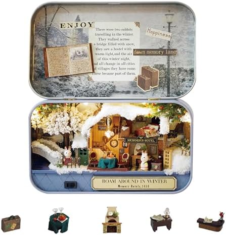 Flever Dollhouse Miniature DIY House Kit Creative Room with Furniture and Cover for Romantic Valentine's Gift(Happy Corner)