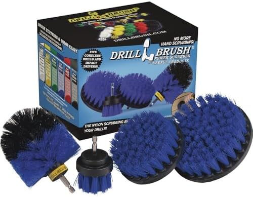 Drillbrush Electric Nylon Drill Brush Attachment Set for Bathroom Cleaning | Power Scrubber Brush Kit for Bathtub, Shower & Tile - Grout Cleaner Kit - All-Purpose Household Cleaning Brushes for Drill
