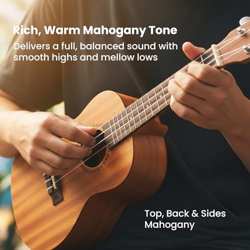 Kala KA-15C Satin Mahogany Concert Ukulele Bundle with Gig Bag, Tuner, Strap, Strings, Austin Bazaar Instructional DVD, and Polishing Cloth