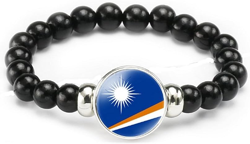 vmcoatdu National Flag Bracelet Elastic Rope Beaded Bracelet Support Your Country Travel Souvenir Gifts for Men Women