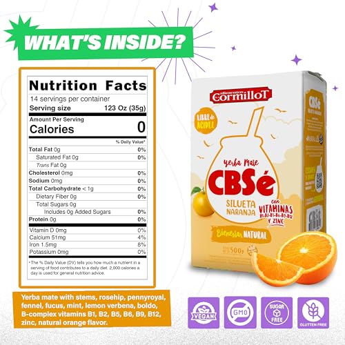 CBSe Silueta Naranja Yerba Mate – 500g (1.1 lb) Loose Leaf Herbal Tea – Argentine Yerba with Natural Orange Flavor – Light, Citrus-Infused.