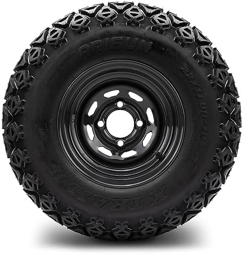 10"x7" Black 8 Window Steel - Golf Cart Lifted Tires and Wheels Combo Set of 4