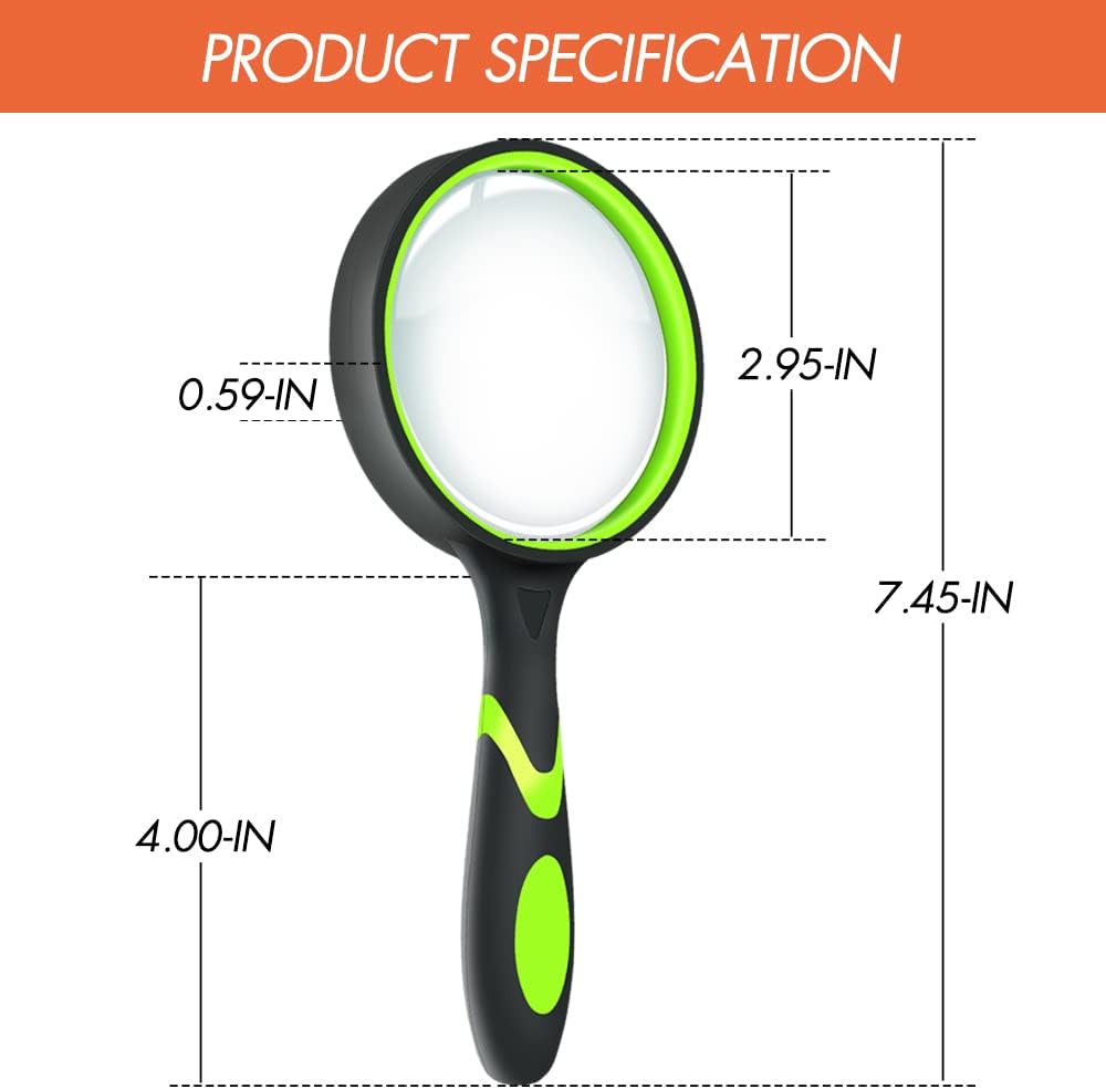 Leffis 3 Pack Magnifying Glass, 10X Reading Magnifier for Kids and Seniors