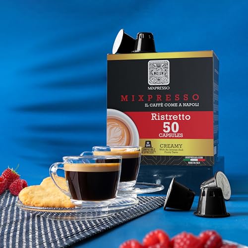 Mixpresso Classe Coffee Espresso Capsules Compatible With Nespresso Original Brewers, Single Cup Coffee Pods 100% from Italy, Medium Roast 80% Arabica Espresso, 50 Count Coffee Capsule Intensity 8/12 | 50 Count Single Cup Coffee Pods Compatible With Nesp…
