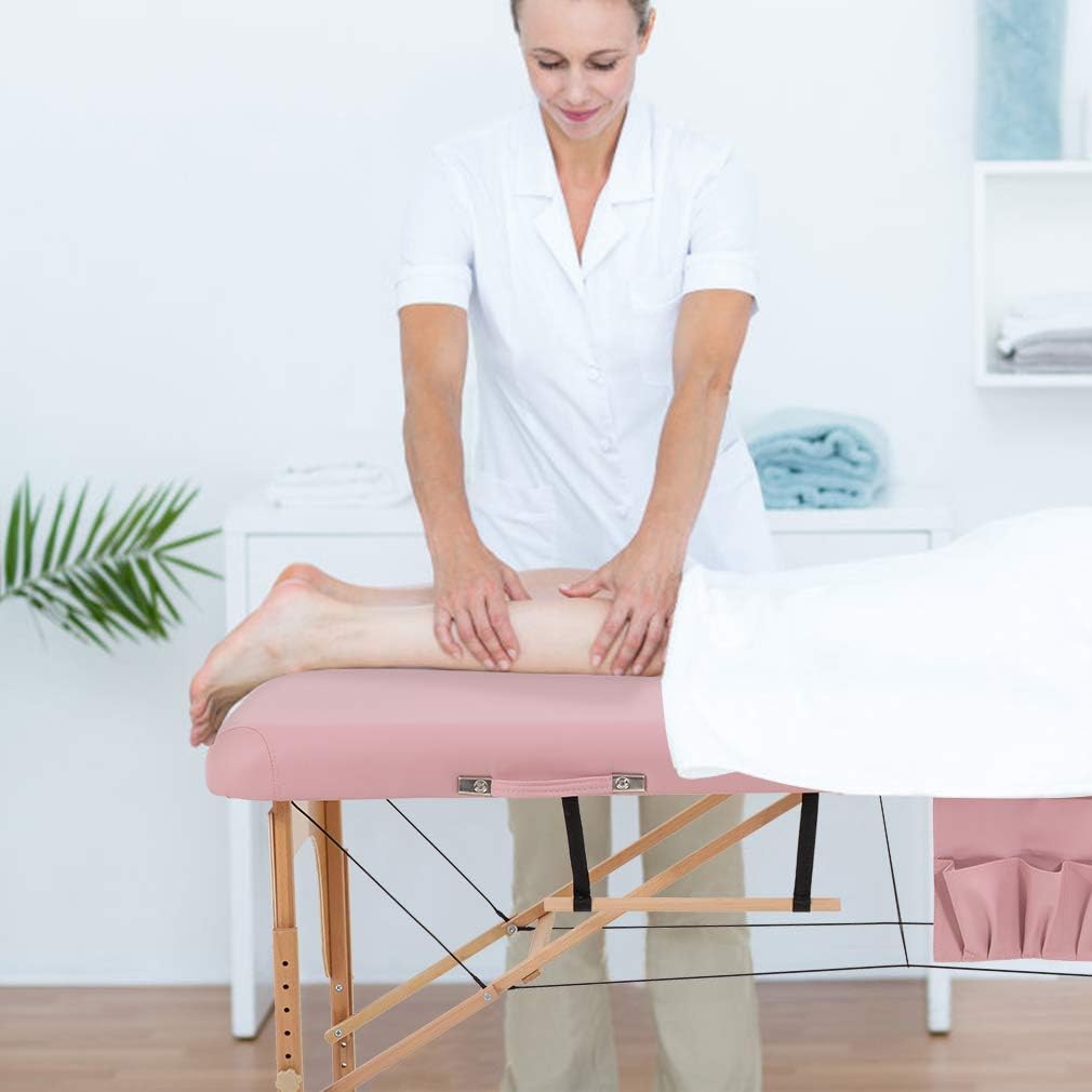BestMassage Massage Bed Portable Massage Table 28 inch Wide Lash Bed Height Adjustable PU Leather 2 Folding with Oxford Bag for Spa Footmassage Facial CareSpa Tattoo