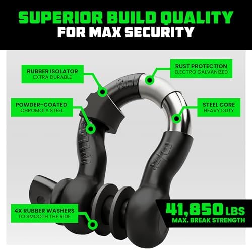 Rhino USA D Ring Shackles (2-Pack) - 41,850lb Break Strength
