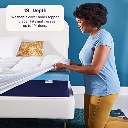 Sleep Innovations Dual Layer 4 Inch Memory Foam Mattress Topper, California King Size, Medium Support