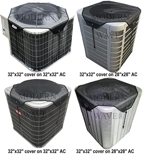 MODERN WAVE - 2 (Two) Central Air Conditioner Covers for Outside Units 36 x 36 inch - 1 (One) Top Universal Mesh Cover and 1 (One) Winter Waterproof