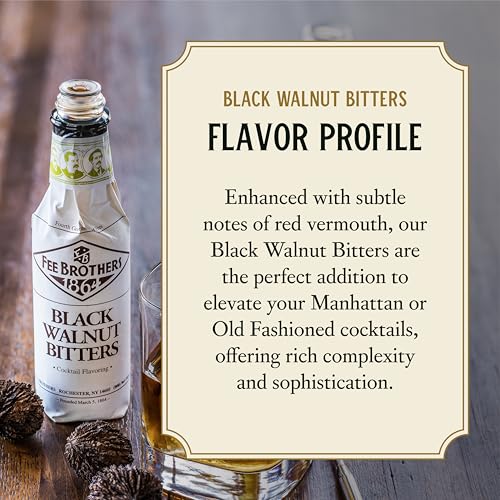 Fee Brothers Black Walnut Cocktail Bitters, 5 fl oz (150ml) | Aromatic Cocktail Mixer & Concentrated Flavoring, Gluten Free, Vegan-Friendly