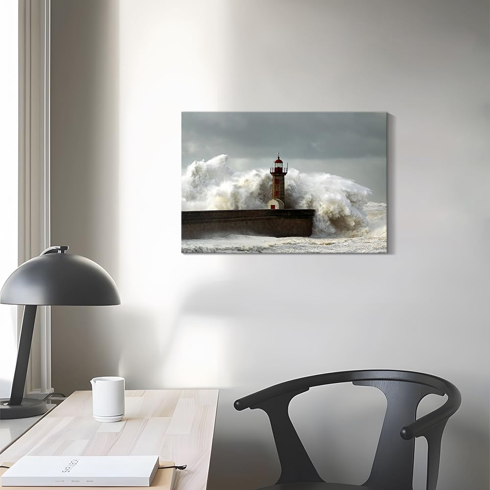 Hardy Gallery Ocean Wave Canvas Wall Art Coastal Decor 16x11 Inch