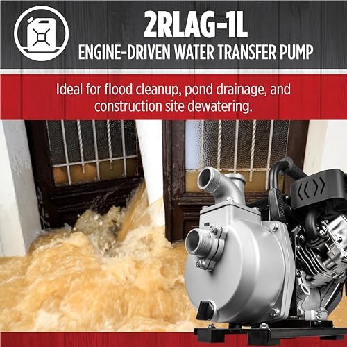 Red Lion 2RLAG-1L 60 GPM Gas Powered Water Transfer Pump, 79' Max. Head