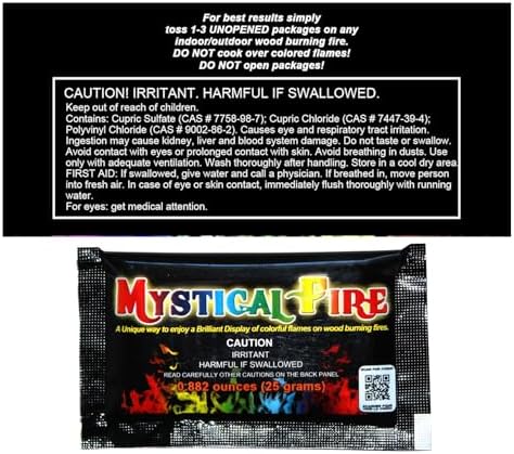 Mystical Fire Color Changing Packets – Colorful Fire Changer Packets 25pk | 25-pack color changing fire packets creates colorful flames in fire pits and camp fire. Easy to use, long-lasting effect