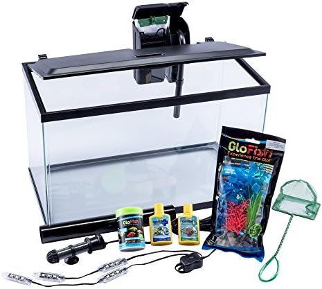 GloFish Crescent aquarium Kit 3 Gallons, Includes Hidden Blue LED Light And Internal Filter
