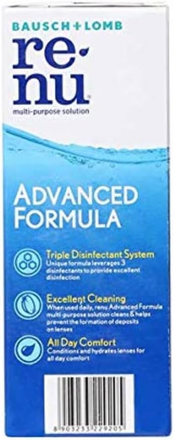 Renu Contact Lens Solution, Advanced Formula, Multi-Purpose Solution with Lens Case, Gently Cleans, Disinfects, Moisturizes & Hydrates Soft Lenses for All-Day Comfort, 12 Fl Oz (Pack of 2)
