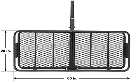 MaxxHaul 70103 500 lb. Capacity Steel Hitch Mount Folding Cargo Carrier Mesh Basket Fits 2 inch Hitch Receiver 60 x 21 x 6.5 in For Car SUV Pickup