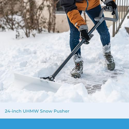 Suncast 24" Snow Pusher with Steel Core and Non Stick Blade Surface