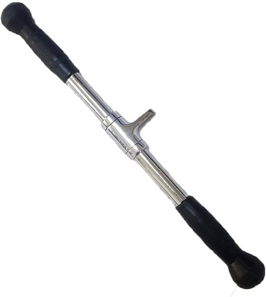 Revolving Lat Pulldown Bar for Cable Machine, Straight Bar with Rubber Grip - Tricep Press Down, Curl & Back Exercise Attachment for Home Gym