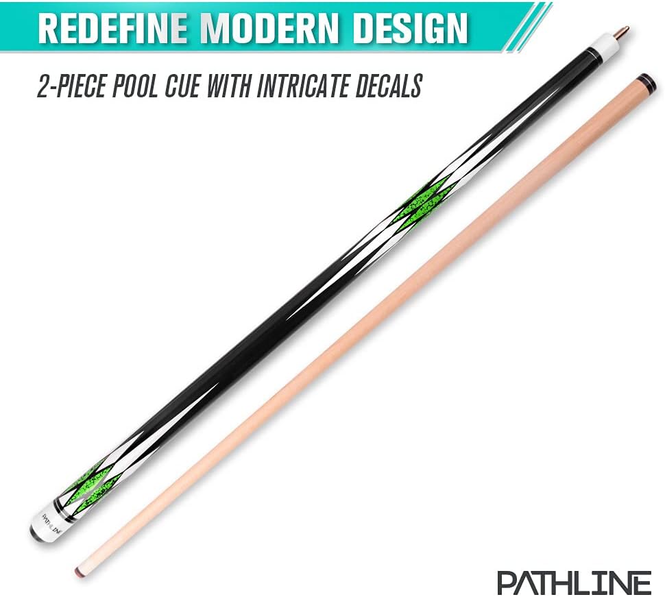 Pool Cue Stick - 58 inch Maple Billiard Pool Stick (Multicolour) | Imitation Turquoise Design, 18-21oz Weight Options, 13mm Leather Tip, For Beginner & Intermediate Player
