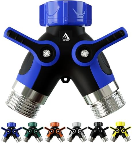 DBR Tech® Hose Splitter 2 Way, Heavy Duty Metal Connector, Two Way Garden Hose Splitter, High Flow Spigot Faucet Bib Adapter